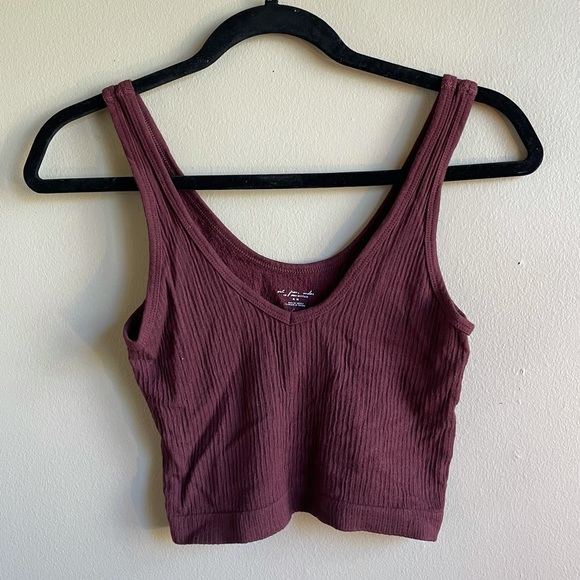 Urban Outfitters Tops - Urban Outfitters Maroon V-Neck Crop Top Medium